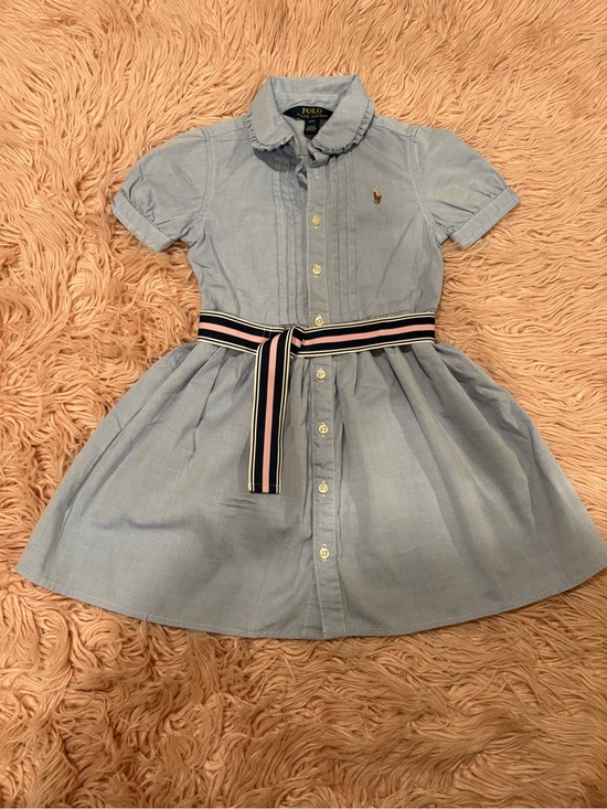 Ralph Lauren Other - Ralph Lauren Light Blue Cotton Shirt Dress with Striped Ribbon Belt